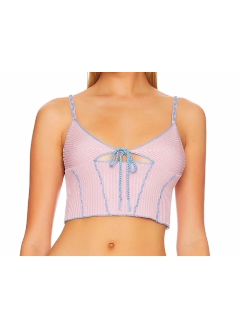 Revolve More To Come Pink Blue Knit Tie Cami ASO Sarah Cameron